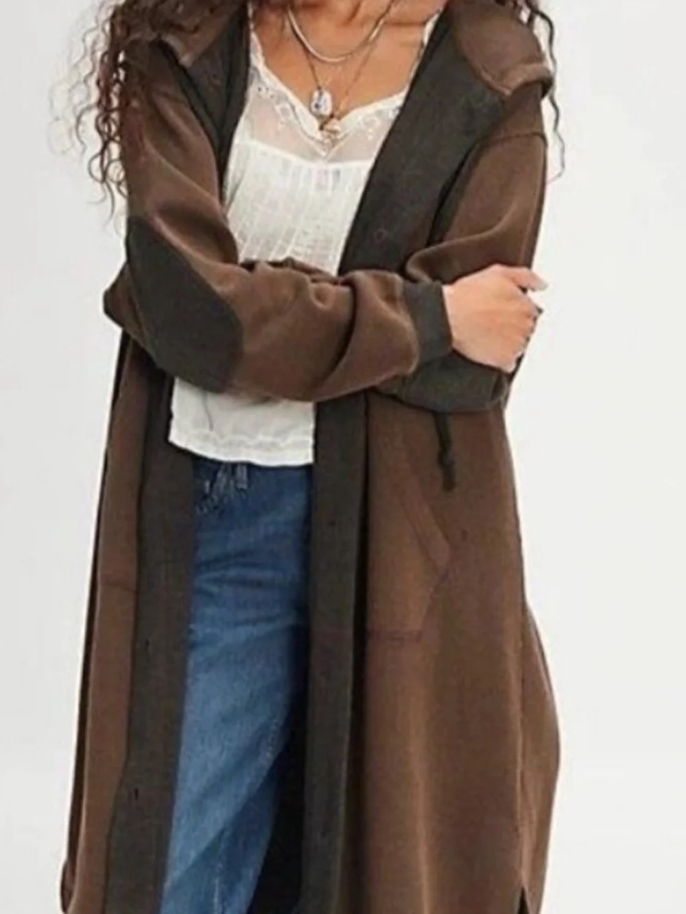 Free People Tomorrows Hooded Longline Cardigan in Espresso NWT Medium